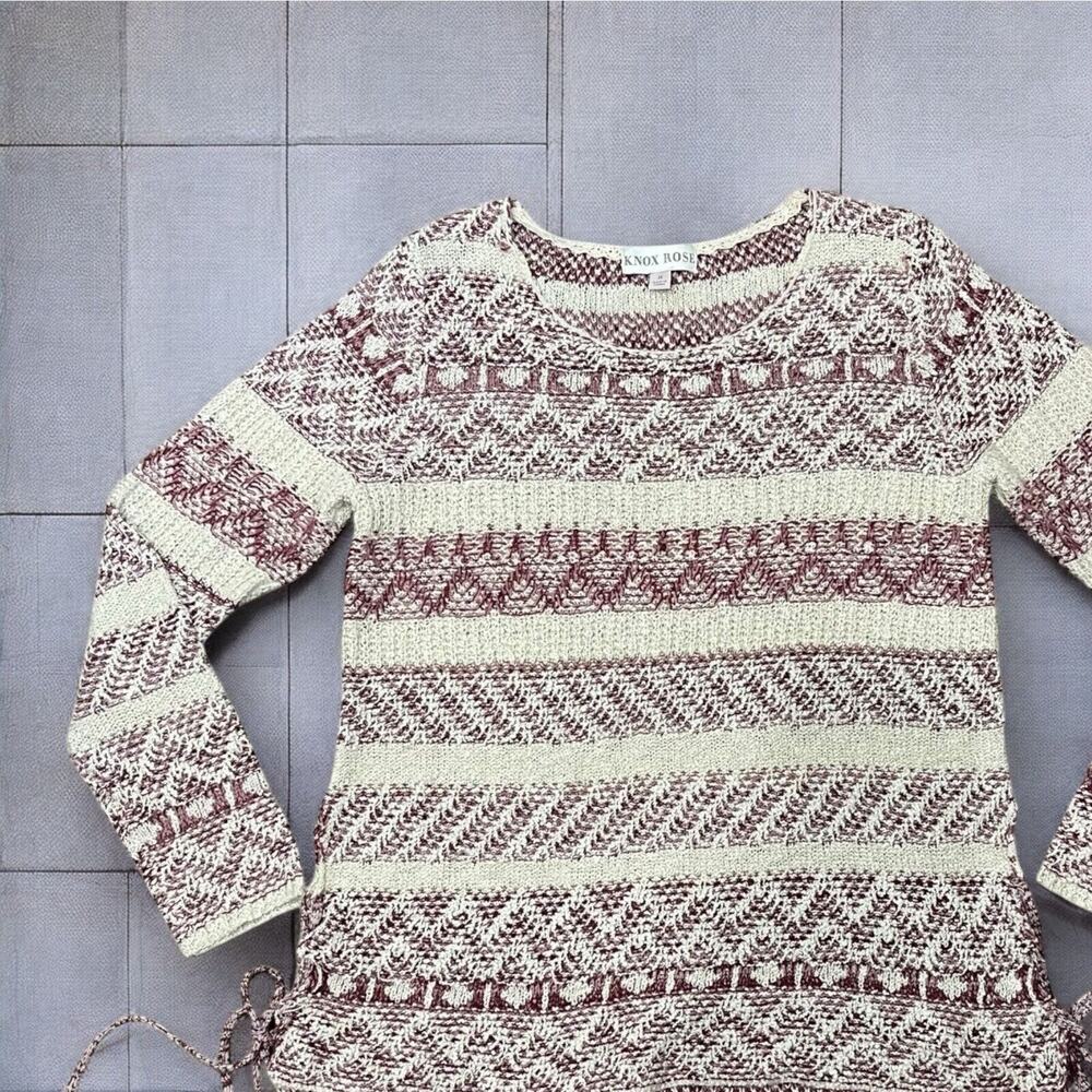Knox Rose Rewind Retro Open Knit Sweater Brown Beige Pullover Size M Boho Chic